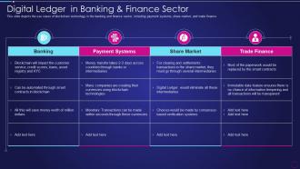 Digital Ledger Technology Digital Ledger In Banking And Finance Sector Ppt Show
