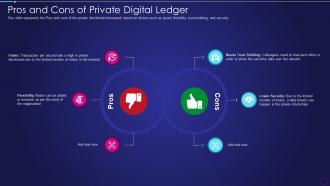 Digital Ledger Technology Pros And Cons Of Private Digital Ledger Ppt Infographic