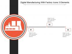 Digital manufacturing with factory icons 3 elements