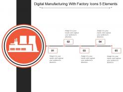 Digital manufacturing with factory icons 5 elements