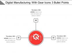 Digital manufacturing with gear icons 3 bullet points