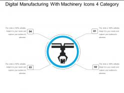 Digital manufacturing with machinery icons 4 category