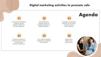Digital Marketing Activities To Promote Cafe Powerpoint Presentation Slides Idea Slides