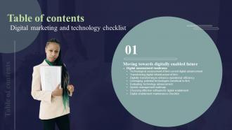 Digital Marketing And Technology Checklist Table Of Content Ppt Show Graphic Tips