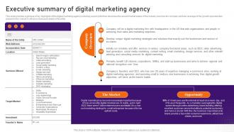 Digital Marketing Business Plan Executive Summary Of Digital Marketing Agency BP SS