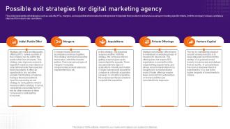 Digital Marketing Business Plan Possible Exit Strategies For Digital Marketing Agency BP SS