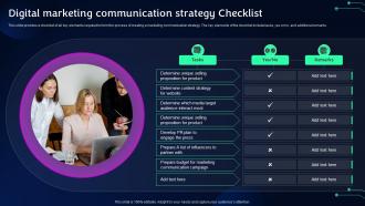 Digital Marketing Communication Strategy Checklist