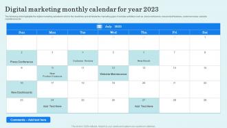Digital Marketing Monthly Calendar For Year 2023