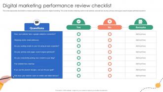 Digital Marketing Performance Review Checklist