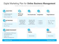 Digital marketing plan for online business management