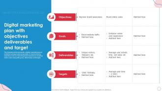 Digital Marketing Plan With Objectives Deliverables And Target