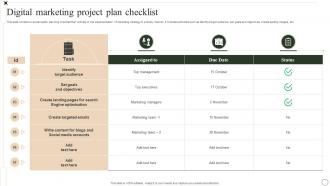 Digital Marketing Project Plan Checklist