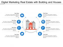 Digital marketing real estate with building and houses