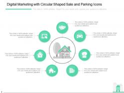 Digital marketing real estate with building and houses consider and engage