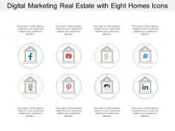 Digital marketing real estate with eight homes icons
