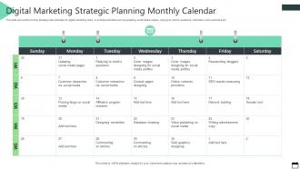 Digital Marketing Strategic Planning Monthly Calendar
