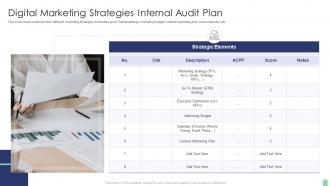Digital Marketing Strategies Internal Audit Plan