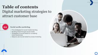 Digital Marketing Strategies To Attract Customer Base Table Of Contents MKT SS V