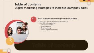 Digital Marketing Strategies To Increase Company Sales Table Of Contents MKT SS V