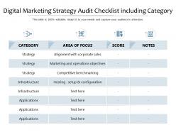 Digital marketing strategy audit checklist including category