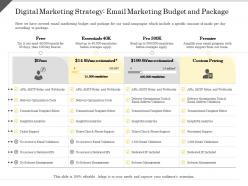 Digital Marketing Strategy Email Marketing Budget And Package Essentials Ppt Powerpoint Presentation Picture