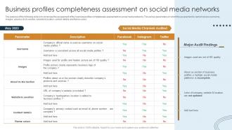 Digital Marketing Strategy Evaluation Business Profiles Completeness Assessment On Social Media