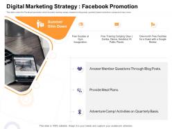 Digital marketing strategy facebook promotion how enter health fitness club market ppt show infographic template