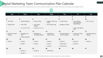 Digital Marketing Team Communication Plan Calendar