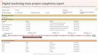 Digital Marketing Team Project Completion Report