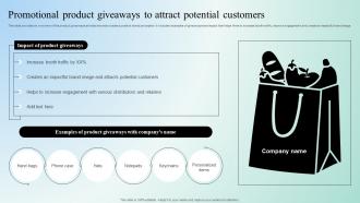Digital Marketing Techniques Promotional Product Giveaways To Attract Potential Strategy SS V