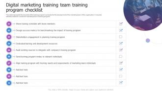 Digital Marketing Training Team Training Program Checklist