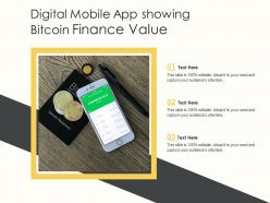 Digital mobile app showing bitcoin finance value