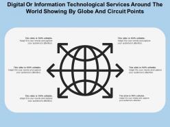 Digital or information technological services around the world showing by globe and circuit points