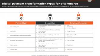 Digital Payment Transformation Types For E Commerce