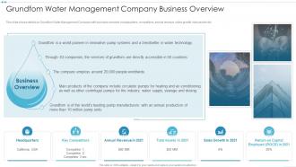 Digital Platforms And Solutions Grundfom Water Management Company Business Overview