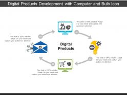 Digital products development with computer and bulb icon