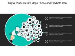 Digital products with mega phone and products icon