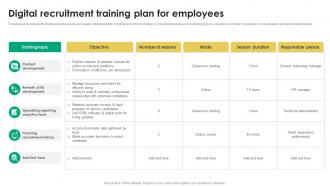 Digital Recruitment Training Plan For Recruitment Tactics For Organizational Culture Alignment