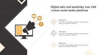 Digital Sales And Marketing Icon With Various Social Media Platforms
