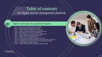 Digital Service Management Playbook For Table Of Contents