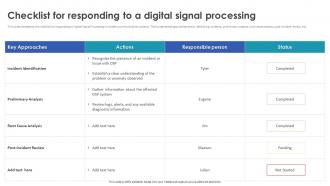 Digital Signal Processing In Modern Checklist For Responding To A Digital Signal Processing