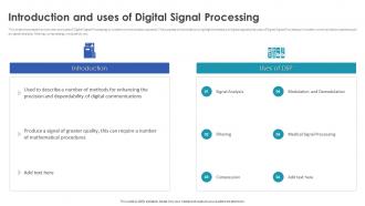Digital Signal Processing In Modern Introduction And Uses Of Digital Signal Processing