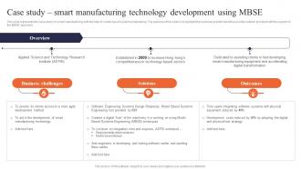 Digital Systems Engineering Case Study Smart Manufacturing Technology Development Using Mbse