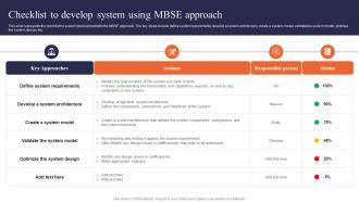 Digital Systems Engineering Checklist To Develop System Using Mbse Approach