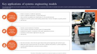 Digital Systems Engineering Key Applications Of Systems Engineering Models