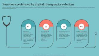 Digital Therapeutics Development Functions Performed By Digital Therapeutics Solutions
