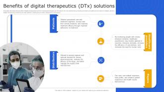 Digital Therapeutics It Benefits Of Digital Therapeutics DTx Solutions Ppt Icon Display