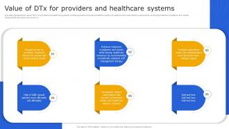 Digital Therapeutics It Value Of DTx For Providers And Healthcare Systems Ppt Icon Diagrams