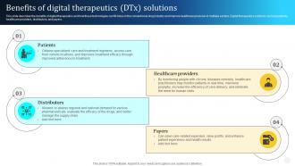 Digital Therapeutics Types Benefits Of Digital Therapeutics DTx Solutions Ppt Themes