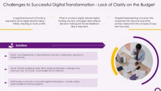 Digital Transformation Challenge Lack Of Clarity On Budget Training Ppt